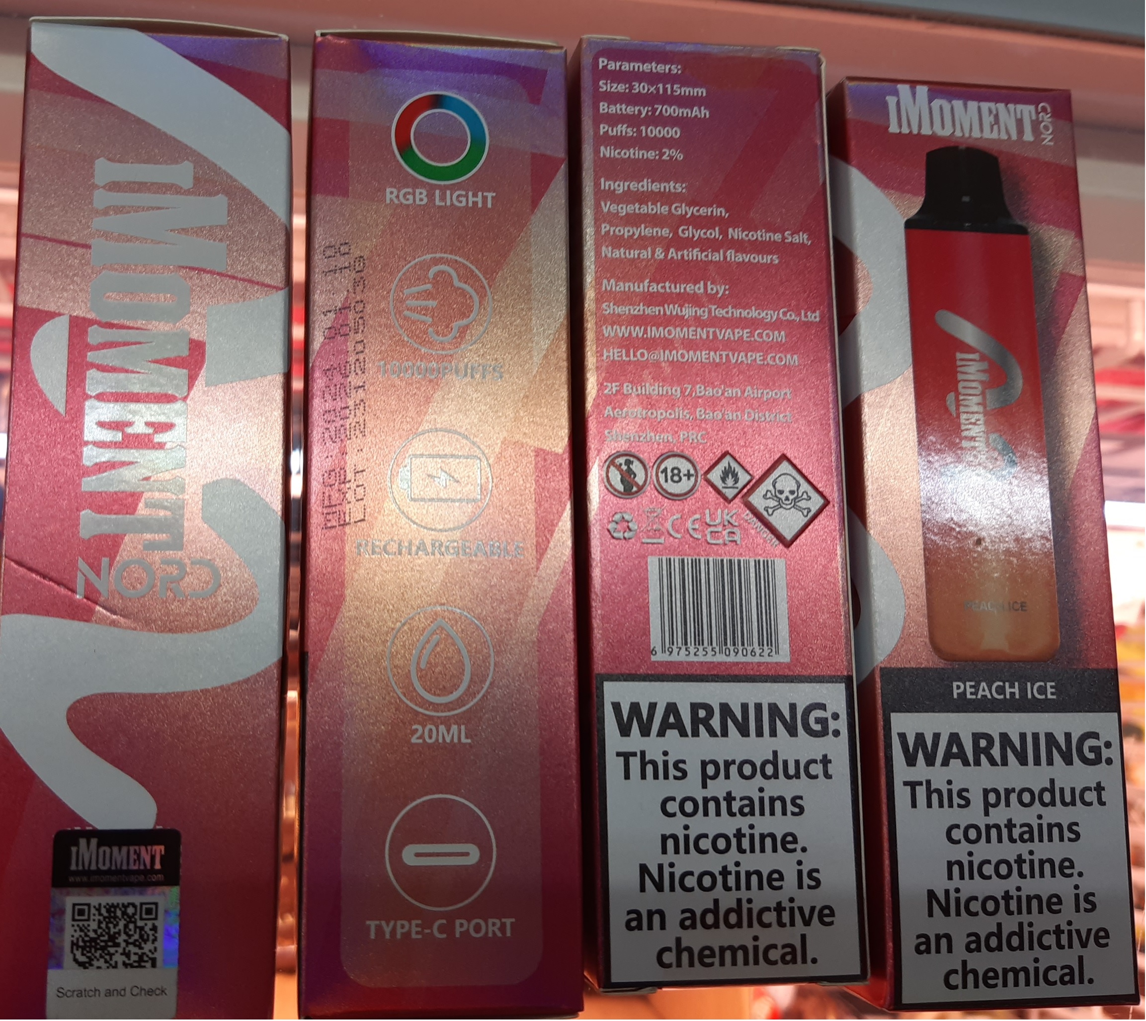 Jednorázové elektronické cigarety IMOMENT NORD 10000 PUFFS, NICOTINE: 2 %, 20 ml – v 10 příchutích Výrobce/země