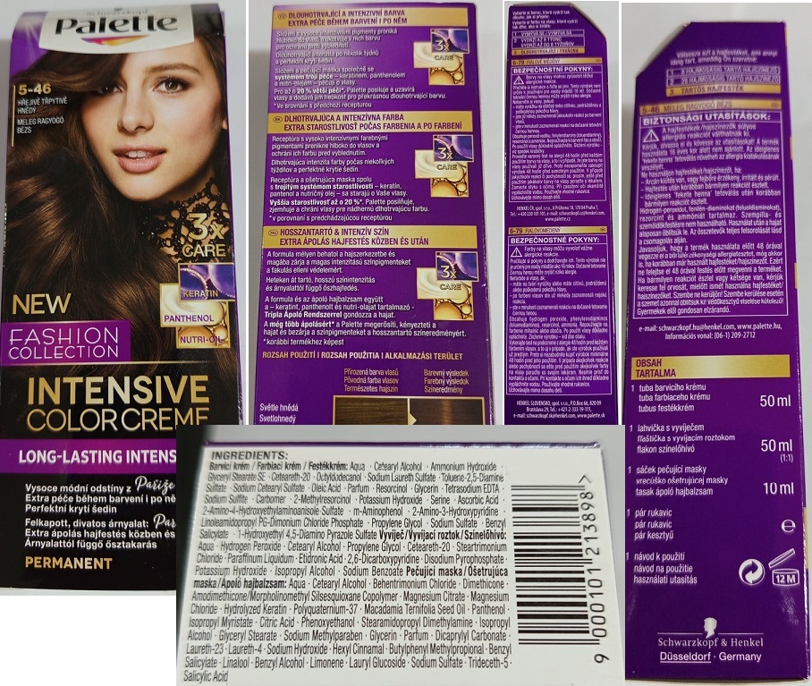 Schwarzkopf, Palette, INTENSIVE COLOR CREME, NEW FASHION COLLECTION, 5-46 HŘEJIVĚ TŘPYTIVĚ HNĚDÝ