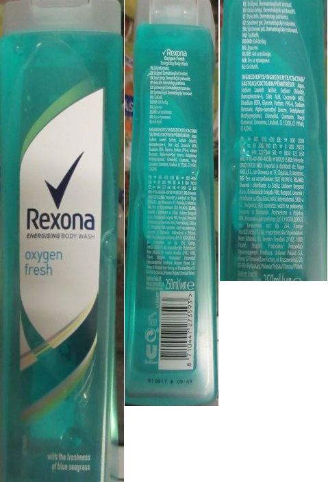 Rexona, ENERGISING BODY WASH, oxygen fresh číslo šarže/ sp. do: 812617 B, 67296487