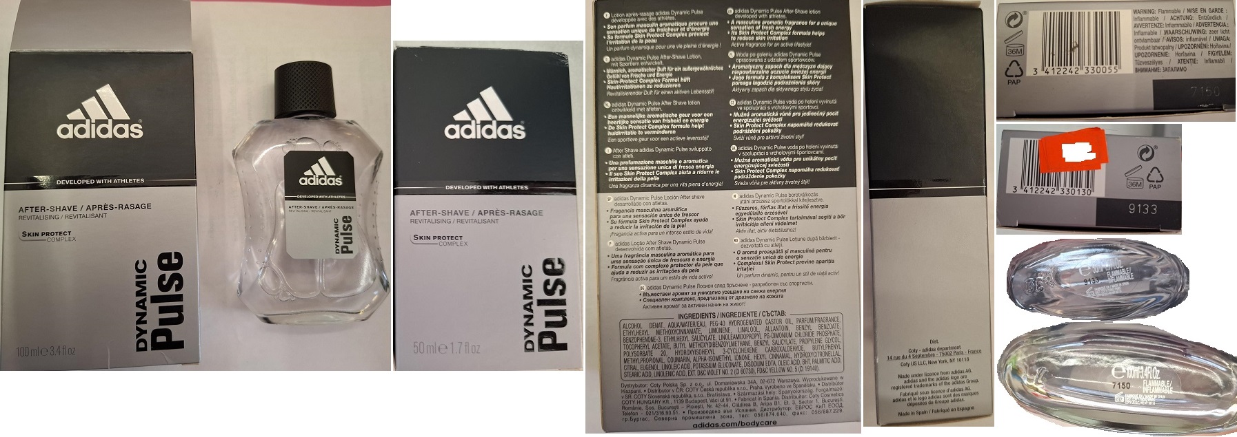 Adidas, AFTER-SHAVE, DYNAMIC PULSE, 50 ml/100 ml číslo šarže/ sp. do: 7150 (100 ml), 9133 (50 ml)