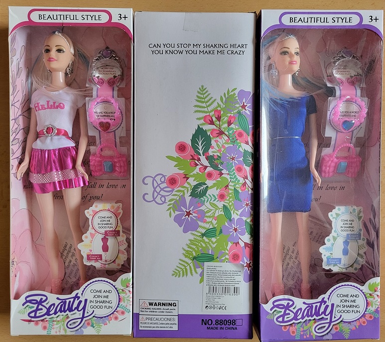 panenka BEAUTIFUL STYLE, Beauty, NO. 88098 údaje na dolepené etiketě: ITEM NO: B1639-514475, Dětská panenka