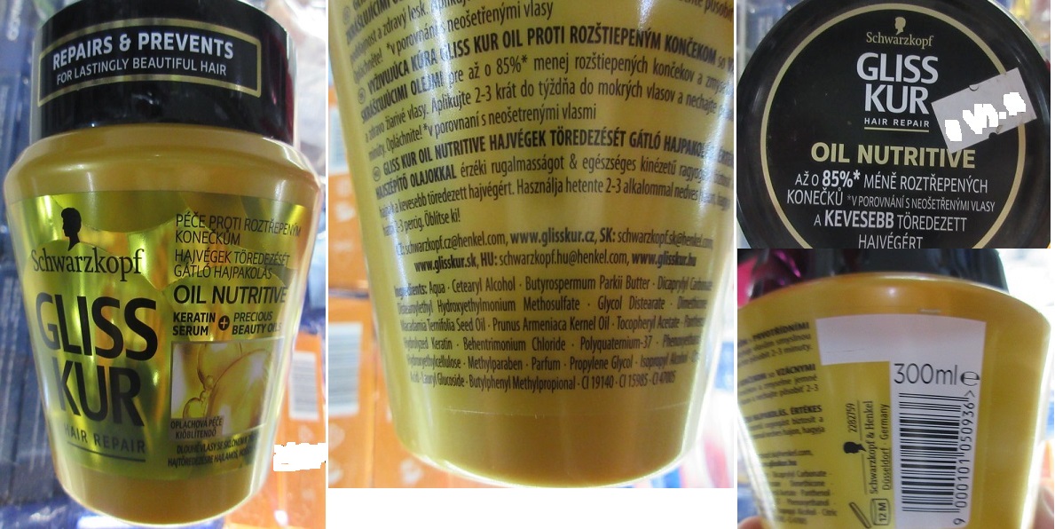 Schwarzkopf, GLISS KUR, HAIR REPAIR, OIL NUTRITIVE číslo šarže/ sp. do: 2289101, 2282759