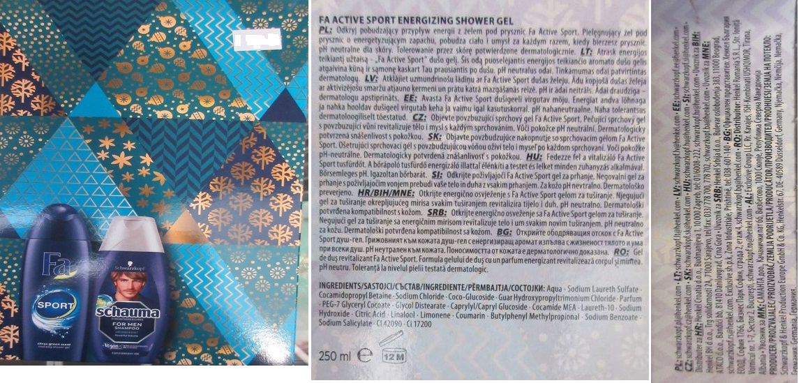 FA ACTIVE SPORT ENERGIZING SHOWER GEL  číslo šarže/ sp. do: neuvedeno