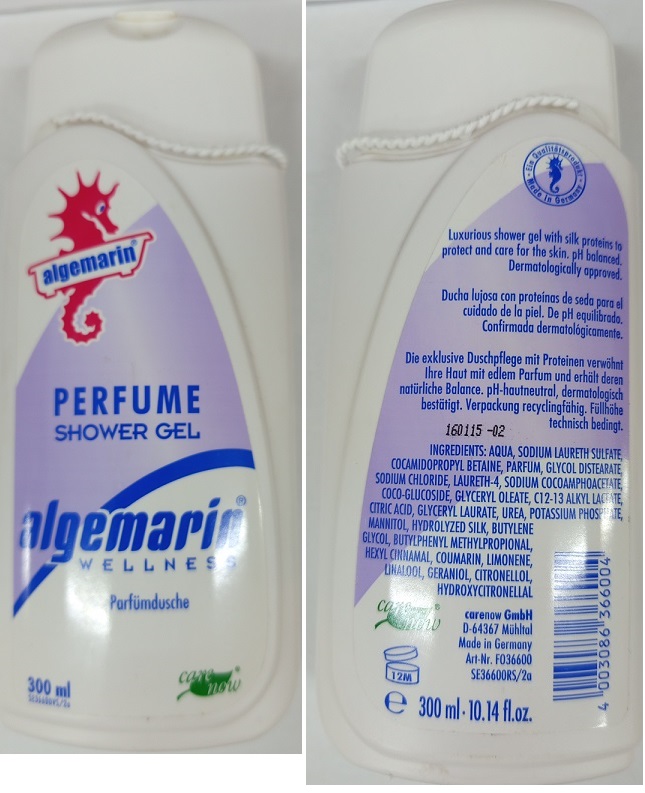 Nebezpečný výrobek - PERFUME SHOWER GEL, algemarin® WELLNESS číslo šarže/ sp. do: 160115-02
