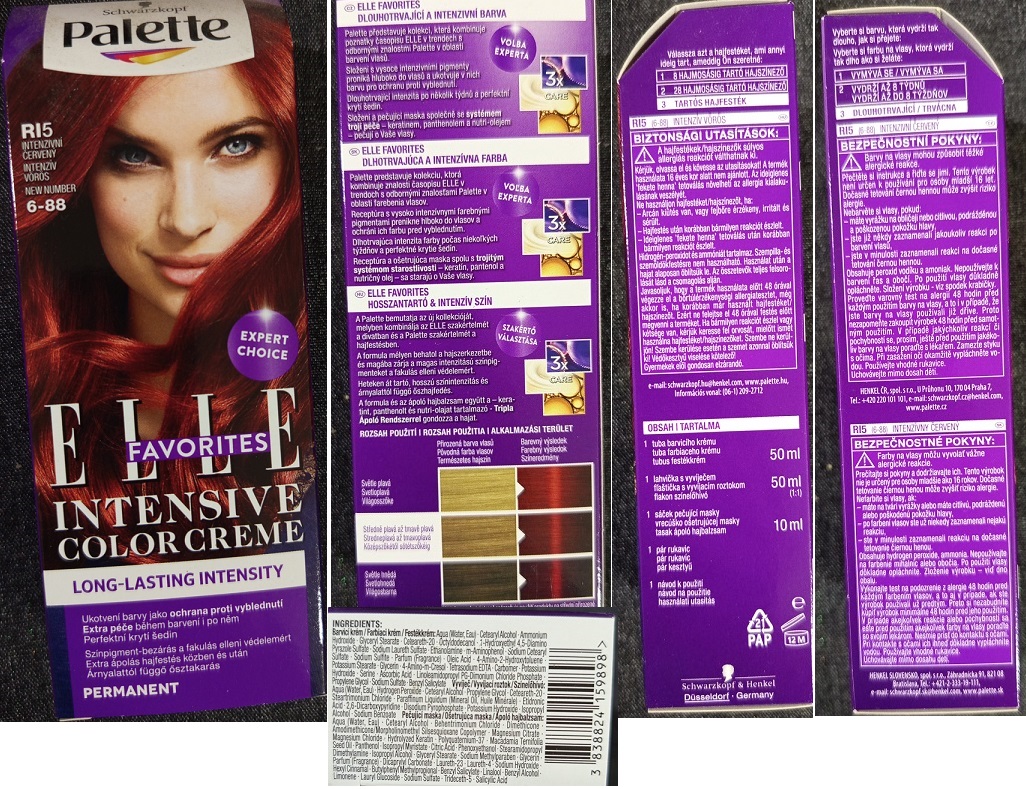 Schwarzkopf, Palette, INTENSIVE COLOR CREME, ELLE FAVORITES, RI5 INTENZIVNÍ ČERVENÝ 6-88