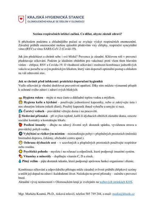 Sezna respiranch infekc zan Co dlat abyste zstali zdrav
