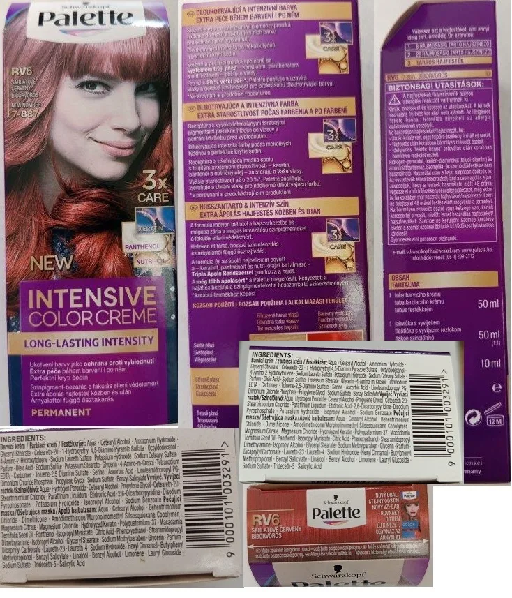 Nebezpečný výrobek - Schwarzkopf, Palette, INTENSIVE COLOR CREME, RV6 ŠARLATOVĚ ČERVENÝ 7-887 1 Schwarzkopf, Palette, INTENSIVE COLOR CREME, RV6 ŠARLATOVĚ ČERVENÝ 7-887